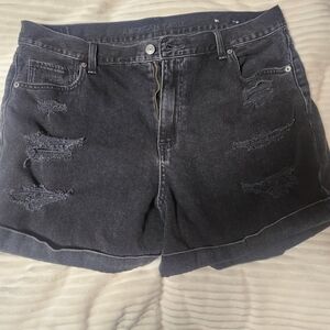 American Eagle Women's Black Distressed Shorts